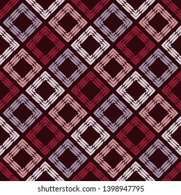 Ethnic boho seamless pattern. Embroidery on fabric. Patchwork texture. Weaving. Traditional ornament. Tribal pattern. Folk motif. Can be used for wallpaper, textile, invitation card, wrapping, web.