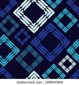 Ethnic boho seamless pattern. Embroidery on fabric. Patchwork texture. Weaving. Traditional ornament. Tribal pattern. Folk motif. Can be used for wallpaper, textile, invitation card, wrapping, web.