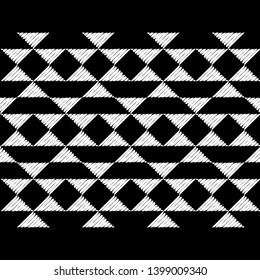 Ethnic boho seamless pattern. Embroidery on fabric. Patchwork texture. Weaving. Traditional ornament. Tribal pattern. Folk motif. Can be used for wallpaper, textile, invitation card, wrapping, web.