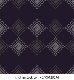Ethnic boho seamless pattern. Embroidery on fabric. Patchwork texture. Weaving. Traditional ornament. Tribal pattern. Folk motif. Can be used for wallpaper, textile, invitation card, wrapping, web.