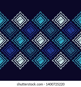Ethnic boho seamless pattern. Embroidery on fabric. Patchwork texture. Weaving. Traditional ornament. Tribal pattern. Folk motif. Can be used for wallpaper, textile, invitation card, wrapping, web.