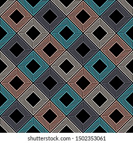 Ethnic boho seamless pattern. Embroidery on fabric. Patchwork texture. Traditional ornament. Tribal pattern. Folk motif. Can be used for wallpaper, textile, wrapping, web.