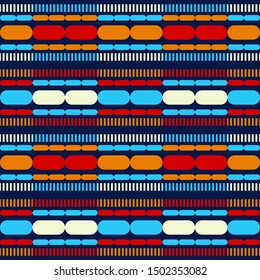Ethnic boho seamless pattern. Embroidery on fabric. Patchwork texture. Traditional ornament. Tribal pattern. Folk motif. Can be used for wallpaper, textile, wrapping, web.