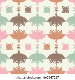 Ethnic boho seamless pattern. Embroidery on fabric. Retro motif. Vector illustration. Textile rapport.