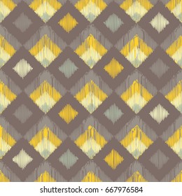 Ethnic boho seamless pattern. Embroidery on fabric. Retro motif. Vector illustration. Textile rapport.