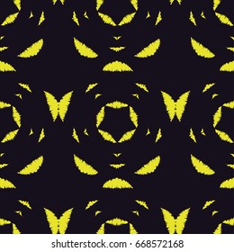 Ethnic boho seamless pattern. Embroidery on fabric. Retro motif. Vector illustration. Textile rapport.