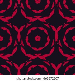 Ethnic boho seamless pattern. Embroidery on fabric. Retro motif. Vector illustration. Textile rapport.