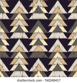 Ethnic boho seamless pattern. Embroidery on fabric. Scribble texture. Retro motif. Textile rapport.