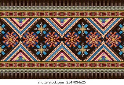 Ethnic boho seamless pattern. Ethno ornament. Tribal art colorful repeatable background. Fabric design, wallpaper, wrapping