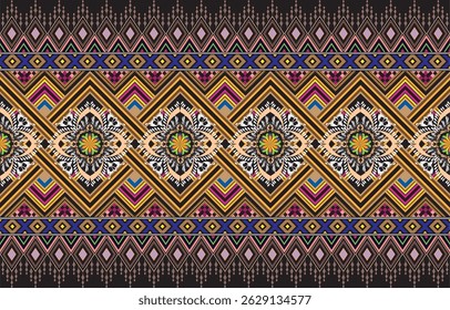 Ethnic boho seamless pattern. Ethno ornament. Tribal art colorful repeatable background. Fabric design, wallpaper, wrapping