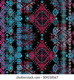 Ethnic boho seamless pattern. Ethno ornament. Tribal art repeating background. Cloth design, wallpaper, wrapping