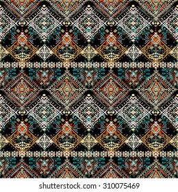 Ethnic boho seamless pattern. Ethno ornament. Tribal art repeating background. Cloth design, wallpaper, wrapping