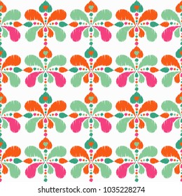 Ethnic boho seamless pattern. Flowers background. Scribble texture. Embroidery on fabric. Folk motif. Textile rapport.