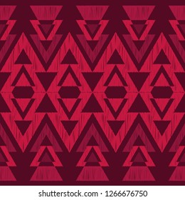 Ethnic boho seamless pattern. Geometric background. Hand hatching. Traditional ornament. Tribal pattern. Folk motif. Can be used for wallpaper, textile, invitation card, web page background.
