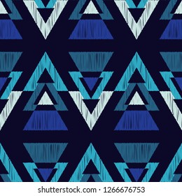 Ethnic boho seamless pattern. Geometric background. Hand hatching. Traditional ornament. Tribal pattern. Folk motif. Can be used for wallpaper, textile, invitation card, web page background.