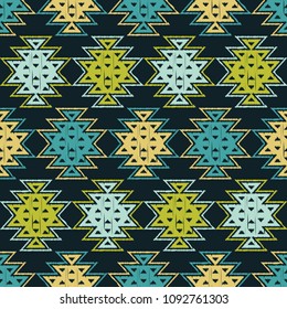 Ethnic boho seamless pattern. Hand hatching. Traditional ornament. Geometric background. Tribal pattern. Folk motif. Textile rapport.