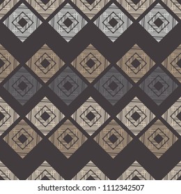 Ethnic boho seamless pattern. Hand hatching. Traditional ornament. Geometric background. Folk motif. Textile rapport.