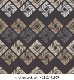 Ethnic boho seamless pattern. Hand hatching. Traditional ornament. Geometric background. Folk motif. Textile rapport.