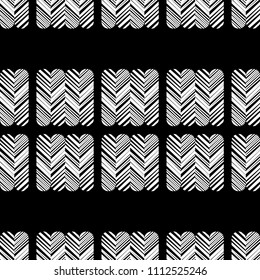 Ethnic boho seamless pattern. Hand hatching. Traditional ornament. Geometric background. Folk motif. Textile rapport.