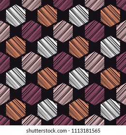 Ethnic boho seamless pattern. Hand hatching. Traditional ornament. Geometric background. Folk motif. Textile rapport.