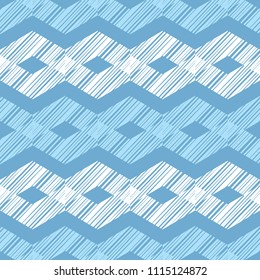 Ethnic boho seamless pattern. Hand hatching. Traditional ornament. Geometric background. Folk motif. Textile rapport.