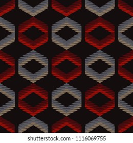 Ethnic boho seamless pattern. Hand hatching. Traditional ornament. Geometric background. Folk motif. Textile rapport.