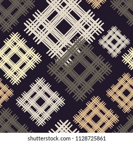 Ethnic boho seamless pattern. Hand hatching. Traditional ornament. Geometric background. Folk motif. Textile rapport.