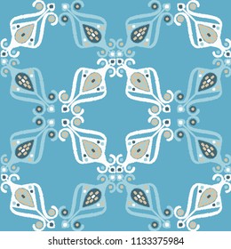 Ethnic boho seamless pattern. Hand hatching. Traditional ornament. Geometric background. Folk motif. Textile rapport.