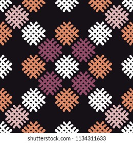 Ethnic boho seamless pattern. Hand hatching. Traditional ornament. Geometric background. Folk motif. Textile rapport.