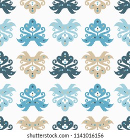 Ethnic boho seamless pattern. Hand hatching. Traditional ornament. Geometric background. Folk motif. Textile rapport.