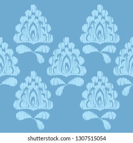 Ethnic boho seamless pattern. Ikat. Flowers. Traditional ornament. Geometric background. Folk motif. Can be used for wallpaper, textile, invitation card, wrapping, web page background.