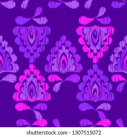 Ethnic boho seamless pattern. Ikat. Flowers. Traditional ornament. Geometric background. Folk motif. Can be used for wallpaper, textile, invitation card, wrapping, web page background.