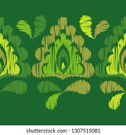 Ethnic boho seamless pattern. Ikat. Flowers. Traditional ornament. Geometric background. Folk motif. Can be used for wallpaper, textile, invitation card, wrapping, web page background.