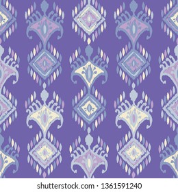 Ethnic boho seamless pattern. Ikat. Flowers. Traditional ornament. Geometric background. Folk motif. Can be used for wallpaper, textile, invitation card, wrapping, web page background.