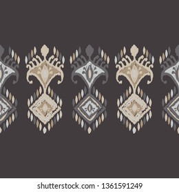 Ethnic boho seamless pattern. Ikat. Flowers. Traditional ornament. Geometric background. Folk motif. Can be used for wallpaper, textile, invitation card, wrapping, web page background.