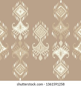 Ethnic boho seamless pattern. Ikat. Flowers. Traditional ornament. Geometric background. Folk motif. Can be used for wallpaper, textile, invitation card, wrapping, web page background.