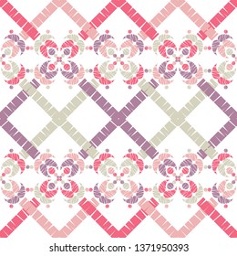 Ethnic boho seamless pattern. Ikat. Flowers. Traditional ornament. Geometric background. Folk motif. Can be used for wallpaper, textile, invitation card, wrapping, web page background.