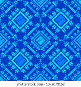 Ethnic boho seamless pattern. Ikat. Flowers. Traditional ornament. Geometric background. Folk motif. Can be used for wallpaper, textile, invitation card, wrapping, web page background.