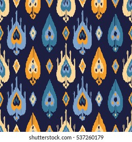 Ethnic Boho Seamless Pattern. Ikat. Print. Repeating Background. Cloth Design, Wallpaper.