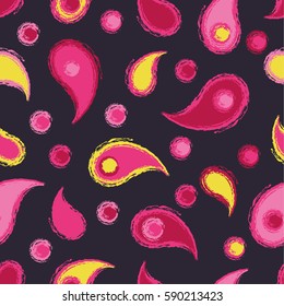 Ethnic boho seamless pattern. Ikat. Paisley. Print. Repeating background. Cloth design, wallpaper.