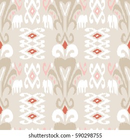Patrón inquebrantable del boho étnico. Ikat. Imprimir. Fondo repetido. Diseño de tela, papel pintado.