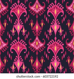 Ethnic Boho Seamless Pattern. Ikat. Print. Repeating Background. Cloth Design, Wallpaper.