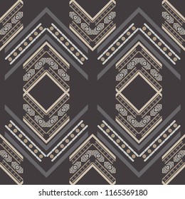 Ethnic boho seamless pattern. Lace. Traditional ornament. Geometric background. Tribal pattern. Folk motif. Textile rapport.