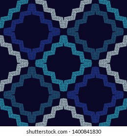 Ethnic boho seamless pattern. Lace. Embroidery on fabric. Patchwork texture. Weaving. Traditional ornament. Tribal pattern. Folk motif. Can be used for wallpaper, textile, wrapping, web.