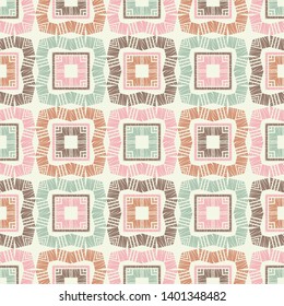 Ethnic boho seamless pattern. Lace. Embroidery on fabric. Patchwork texture. Weaving. Traditional ornament. Tribal pattern. Folk motif. Can be used for wallpaper, textile, wrapping, web.