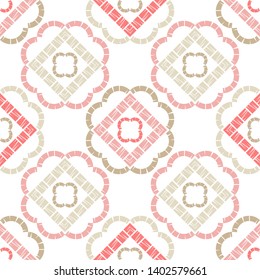 Ethnic boho seamless pattern. Lace. Embroidery on fabric. Patchwork texture. Weaving. Traditional ornament. Tribal pattern. Folk motif. Can be used for wallpaper, textile, wrapping, web.