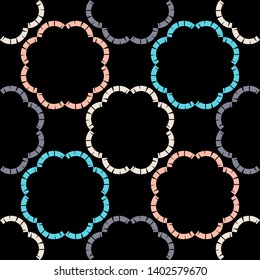 Ethnic boho seamless pattern. Lace. Embroidery on fabric. Patchwork texture. Weaving. Traditional ornament. Tribal pattern. Folk motif. Can be used for wallpaper, textile, wrapping, web.