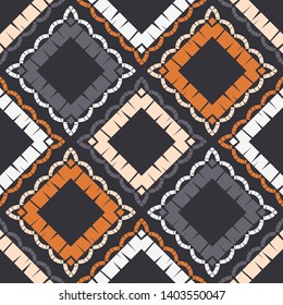 Ethnic boho seamless pattern. Lace. Embroidery on fabric. Patchwork texture. Weaving. Traditional ornament. Tribal pattern. Folk motif. Can be used for wallpaper, textile, wrapping, web.