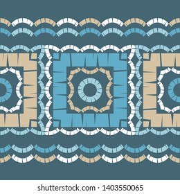 Ethnic boho seamless pattern. Lace. Embroidery on fabric. Patchwork texture. Weaving. Traditional ornament. Tribal pattern. Folk motif. Can be used for wallpaper, textile, wrapping, web.