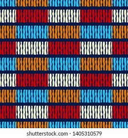 Ethnic boho seamless pattern. Lace. Embroidery on fabric. Patchwork texture. Weaving. Traditional ornament. Tribal pattern. Folk motif. Can be used for wallpaper, textile, wrapping, web.